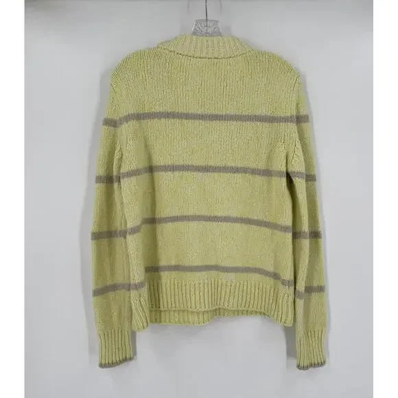 Faherty Womens Brights Limeaid Stripe Painted Cuddle Crew Chunky Sweater Sz M - Picture 3 of 4